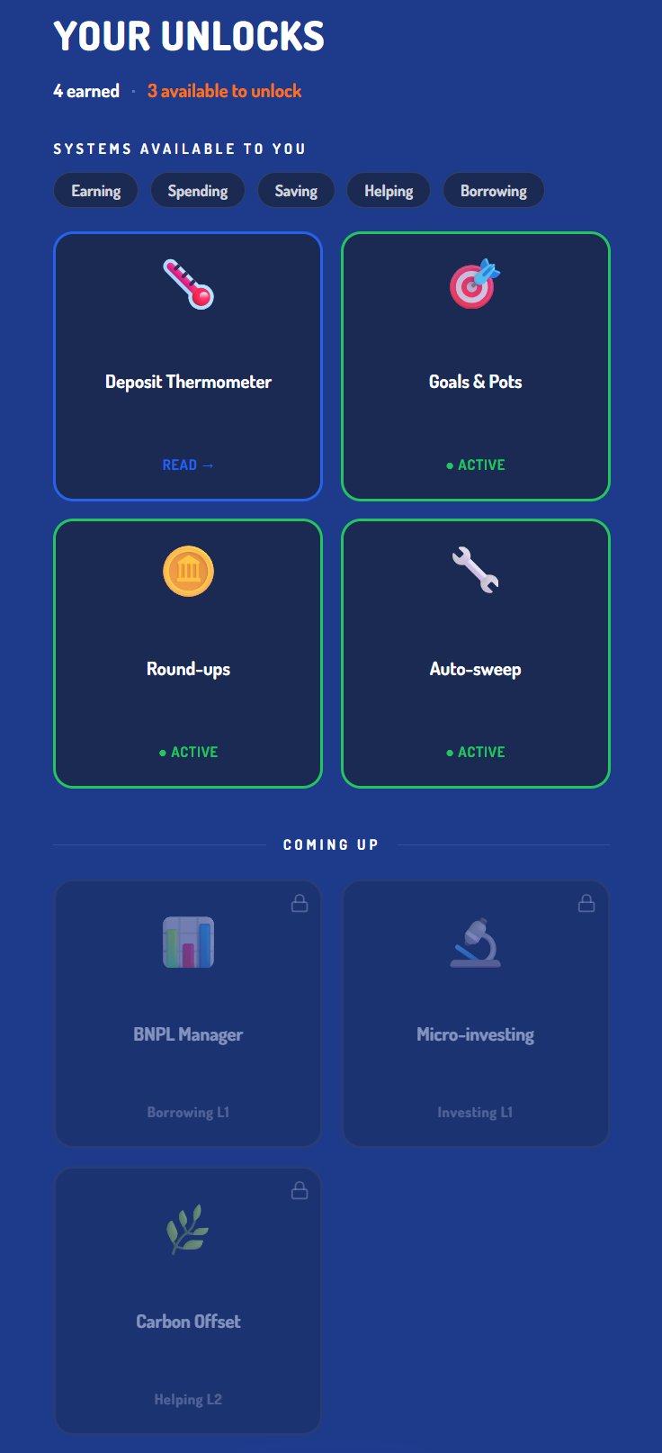 Odyssey Unlocks — Goals & Pots, Round-ups, Auto-sweep active, BNPL Manager coming up